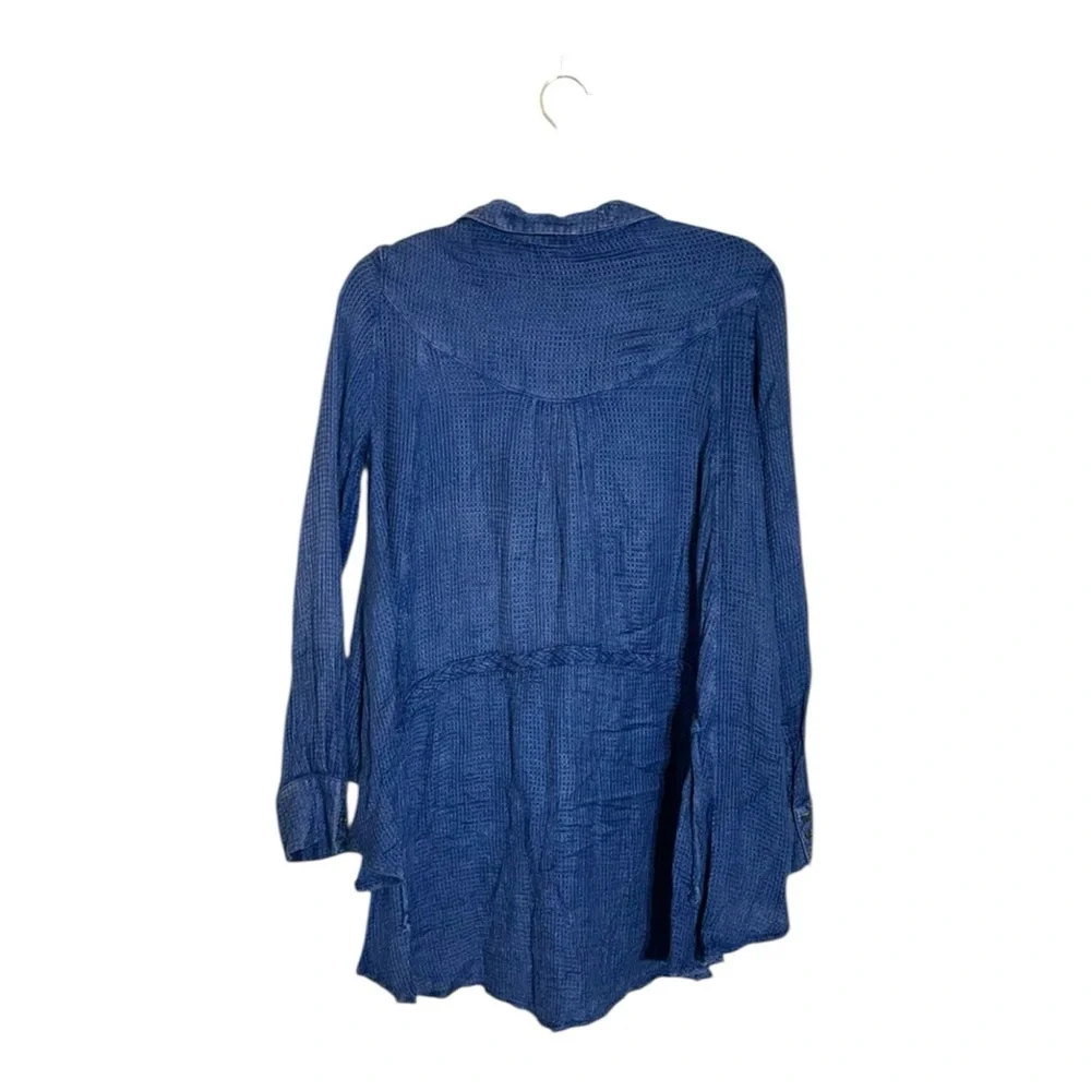 Free People Blue One of the‎ Guys Waffle Knit Tunic Shirt Size XS